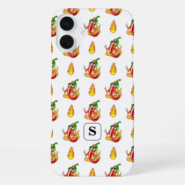 Coque iPhone Fun Pompier blanc Fun Rouge & Jaune Flamme Design (Verso)