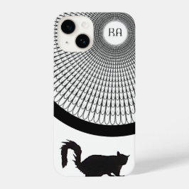 Coque Pour iPhone 14 Fun Script noir et blanc Monogramme Chat