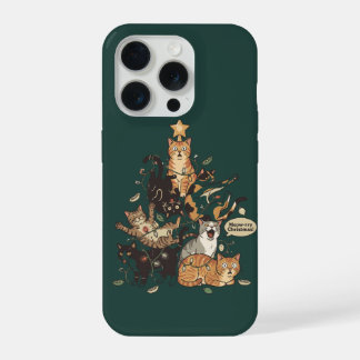 Funny Cats Christmas Tree Tangled Lights Holiday
