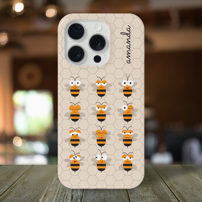 Coque iPhone Funny Cute Cartoon Honey Bees Honeycomb (Créateur téléchargé)
