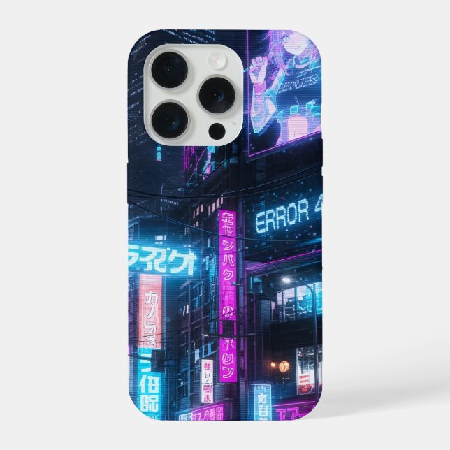 Coque iPhone Futuristic Neon Cyberpunk Glitch Anime Case (Verso)