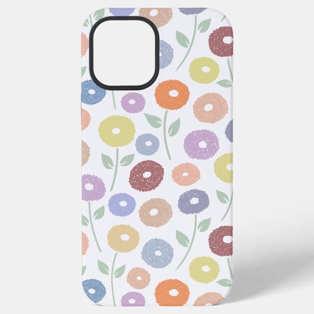 Coque iPhone Fuzzy Flower Rpt Pattern Pastels on White (Verso)