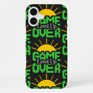Coque iPhone 16 Plus Game Over, Level Up : Aventure de bloc de pixel ré