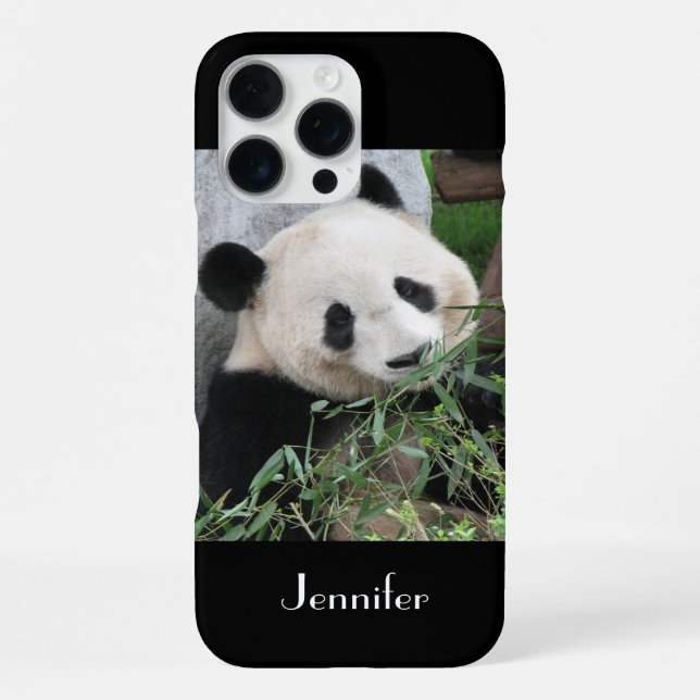 Coque iPhone Géant Panda Mignon, Nom, Noir (Verso)