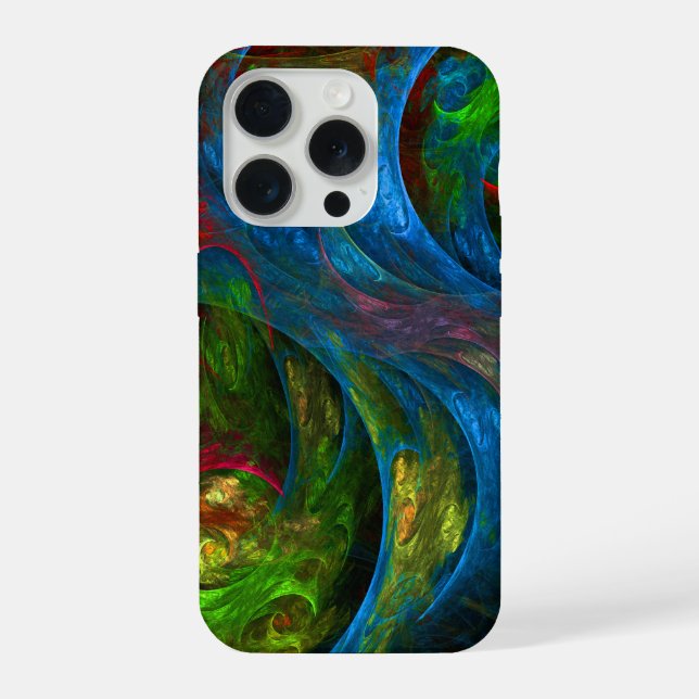 Coque iPhone Genèse Bleu Art Abstrait (Verso)
