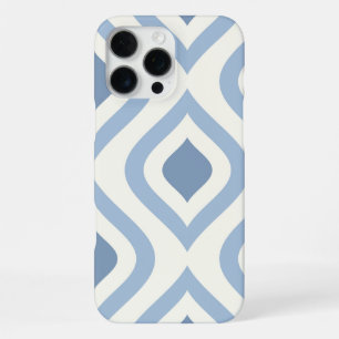 Coque iPhone 16 Pro Max géométrique Abstraite, bleu et blanc cassé