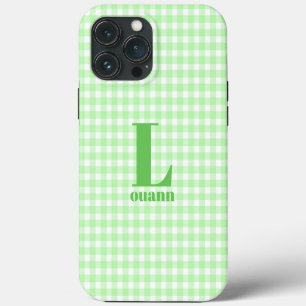 Etui iPhone 13 Pro Max gingham vert citron