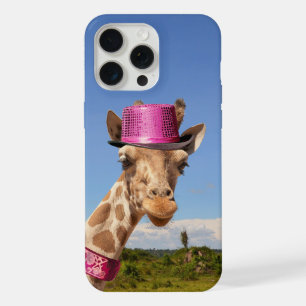 Giraffe en casquette rose étincelant