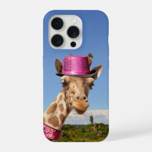Giraffe en casquette rose étincelant