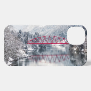 Etui iPhone 13 Glace et neige Pont rouge en hiver, Japon