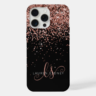 Glam Rose Gold Pailleté Monogramme Élégant