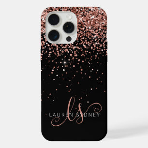 Glam Rose Gold Pailleté Monogramme Élégant