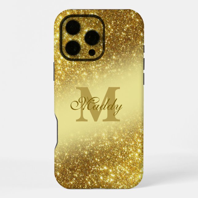 Coque iPhone glittery golden personnalisé (Verso)