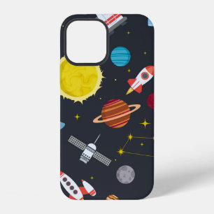 Coque iPhone 12 Globe spatial de fusée système solaire et planète