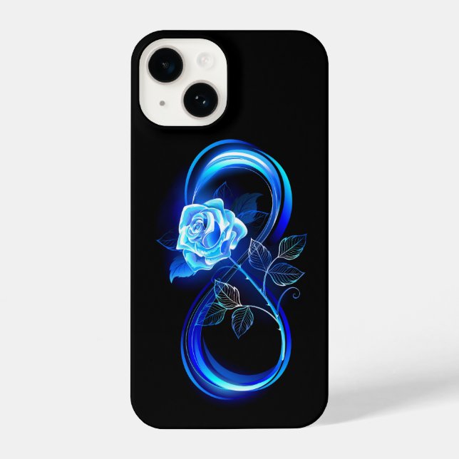 Coque iPhone Glowing infinity with blue rose (Verso)