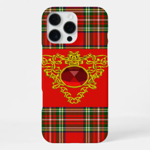 COQUE iPhone 16 PRO MAX GOLD CELTIC COEUR, RUBY, ROUGE VERT ÉCOSSE TARTAN