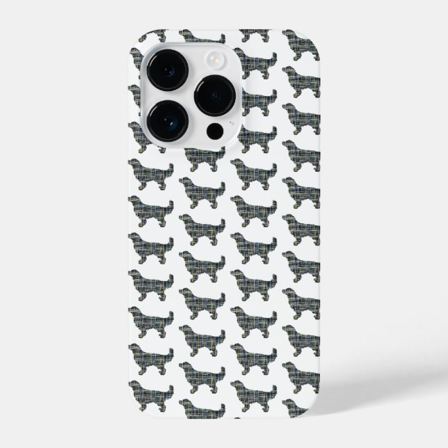 Coque iPhone Golden Retriever mignon Chien Silhouette Grille bl (Verso)