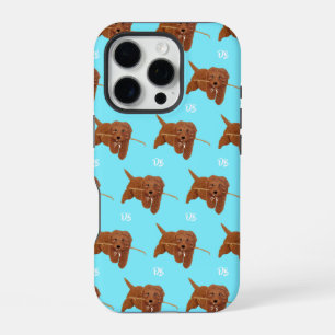 Coque iPhone 16 Pro Goldie Golden Doodle Bleu