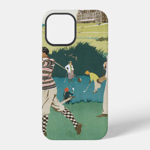 Coque iPhone 12 Golf de sports vintage en Écosse, golfeurs jouant