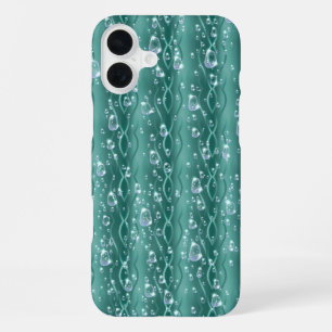 Coque iPhone 16 Plus Gouttes de pluie sur métal vert