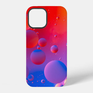 Coque iPhone 12 gouttes huileuses dans l'eau avec fond coloré, gro