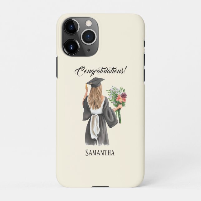 Coque iPhone Graduation de l'aquarelle personnalisée (12) (Dos)