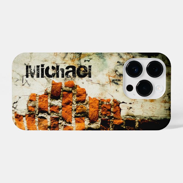 Coque iPhone Grafiti blanc orange Cool vieux mur de briques Vot (Verso Horizontal)