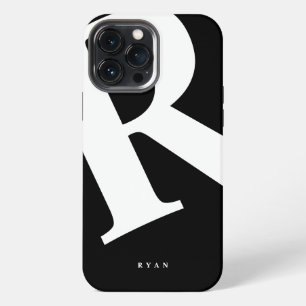 Etui iPhone 13 Pro Max Grand Initial   Typographie Moderne   Noir