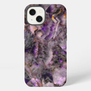 Etui iPhone 13 Granite de marbre de quartz d'améthyste violet abs