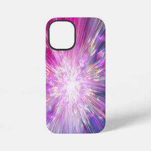 Coque iPhone 12 Mini Graphique abstrait de souffle d'énergie rose et bl