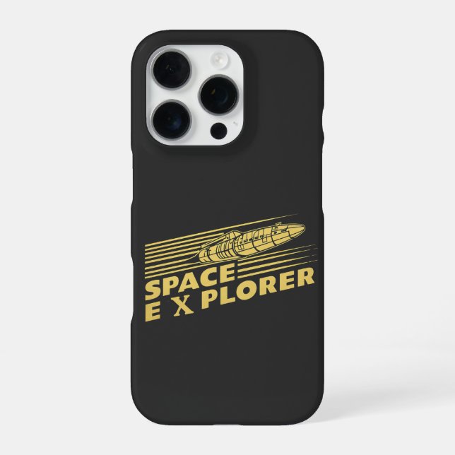Coque iPhone Graphisme de fusée d'exploration spatiale rétro (Verso)