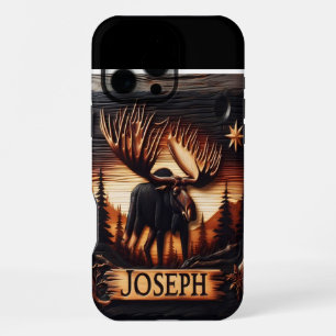 Coque iPhone 16 Pro Max Gravure d'orignal avec nom