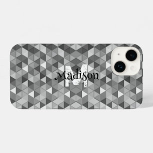 Coque Pour iPhone 14 Gray triangle géométrie rétro motif Monogramme