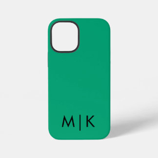 Coque iPhone 12 Mini Green Blue and Black Modern Monogram 