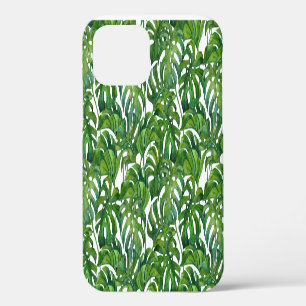 Coque iPhone 12 Green Monstera Feuilles Tropical sans couture
