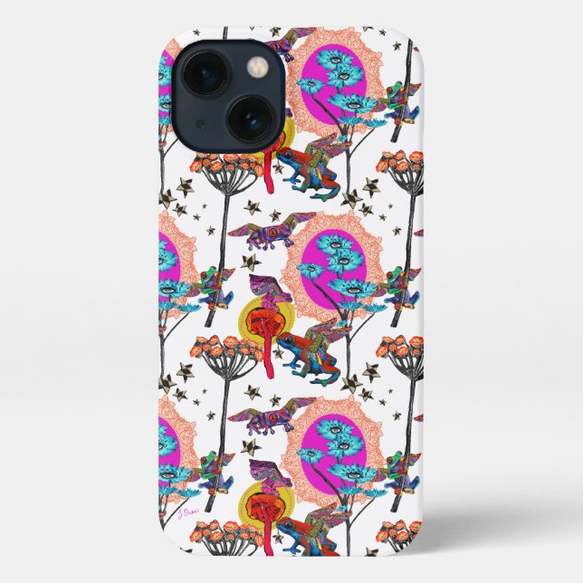 Coque iPhone Grenouilles volantes colorées (Verso)