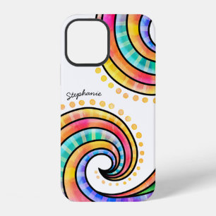 Coque iPhone 12 Gribouillages et volutes colorés avec votre nom