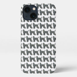 Etui iPhone 13 Grille Silhouette Chien Afghan Hound Blanc