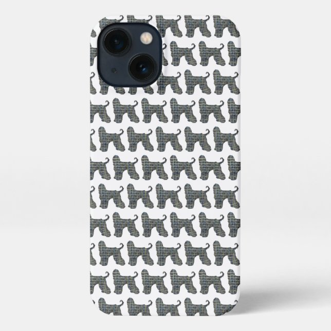 Coque iPhone Grille Silhouette Chien Afghan Hound Blanc (Verso)