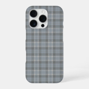 Coque iPhone 16 Pro Gris-bleu profond et carreaux gris doux