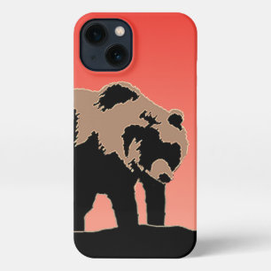 Etui iPhone 13 Grizzly Bear au coucher du soleil - Art original d