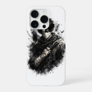 Coque iPhone 16 Pro Guerrier d'anime sombre Ninja bandagé Art Grunge