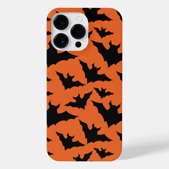 Coque iPhone Halloween chauves-souris noires orange cool éffray (Verso)