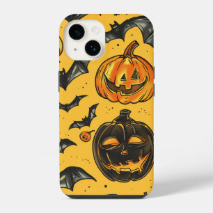 Coque Pour iPhone 14 Halloween Citrouille et chauves-souris Motif autom