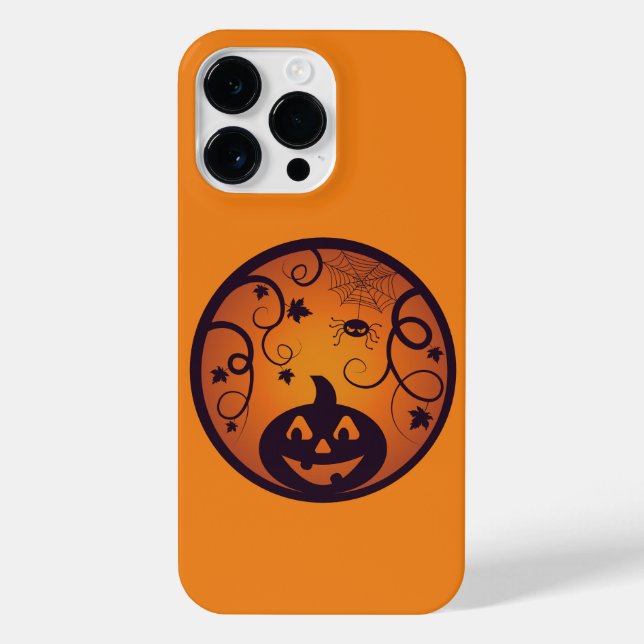Coque iPhone Halloween Jack-o'-lantern citrouille visage et ara (Verso)