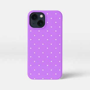 Etui iPhone 13 Mini Héliotrope violet et blanc Pois Motif