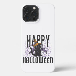ETUI iPhone 13 PRO MAX HEUREUX HALLOWEEN CHAT NOIR AVIONS