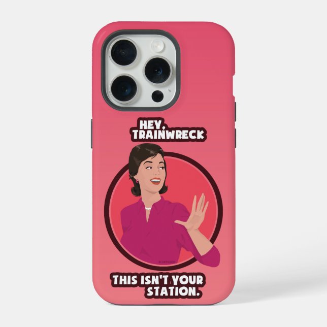 Coque iPhone Hey Trainwreck ! Arrière - plan de dégradé rose. (Verso)