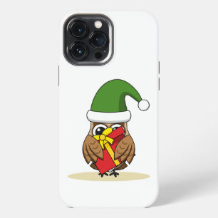 Etui iPhone 13 Pro Max Hibou lutin de Noël avec cadeau