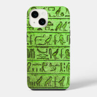 Hiéroglyphes égyptiens anciens verts iPhone 14 Coq